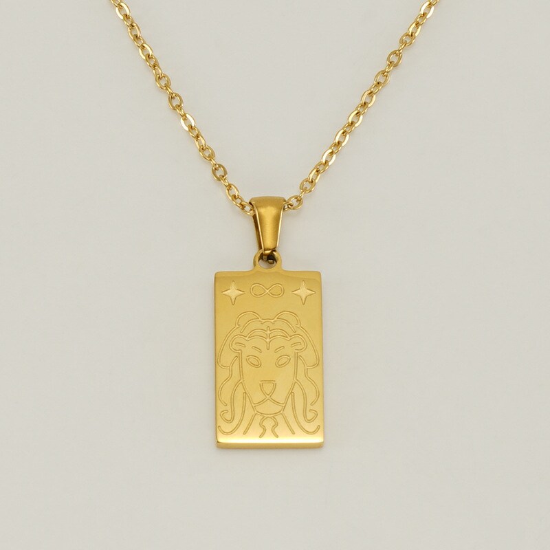 Gold color / 1 Piece Classic Series Retro Lion Stainless Steel 18K Gold Plated Unisex Pendant Necklaces Picture2